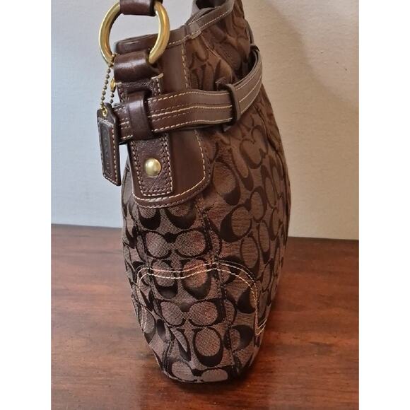 Coach Brown Signature Jacquard Shoulder Bag with Gold Hardware 12460 main image 9